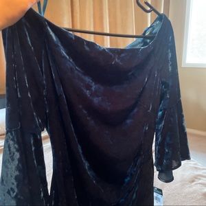 Ralph Lauren teal crushed velvet dress
